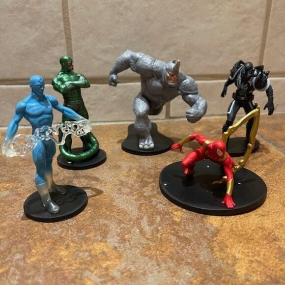 Marvel ElectroMan, IronMan, ScorpionMan, Agent Venom, RhinoMan Cake Toppers 5 pc - Picture 2 of 3